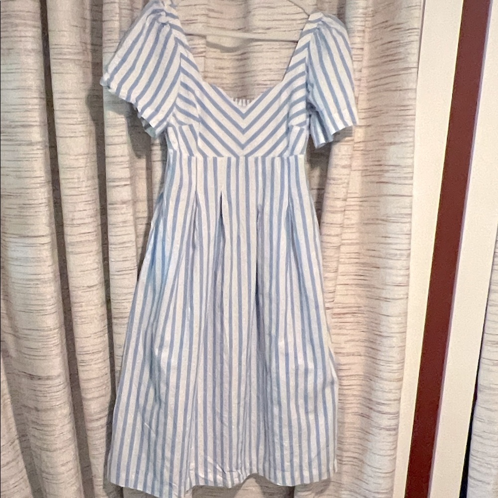 A New Day Sky Blue and White Striped Top